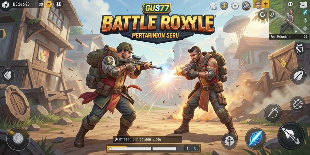Tampilan gameplay GUS77 yang mendebarkan dalam pertempuran Battle Royale.