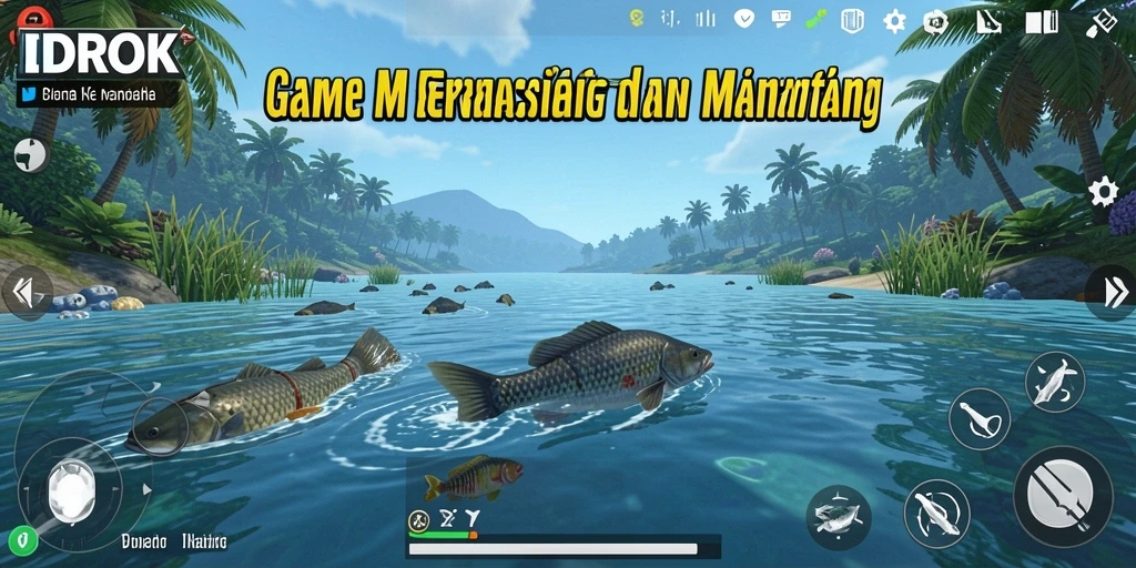 Screenshot menampilkan gameplay memancing yang seru dan grafis memukau di IDROK.
