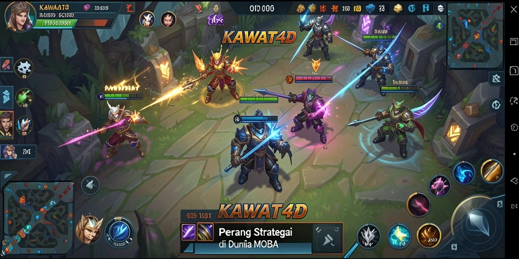 Tampilan seru gameplay KAWAT4D yang menunjukkan pertarungan tim.
