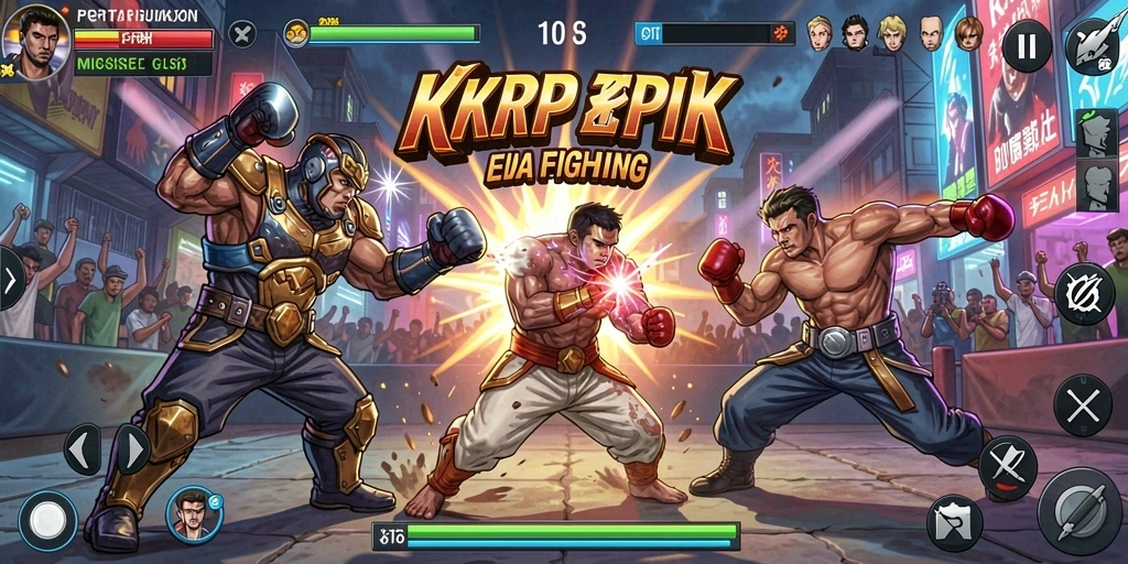 Tampilan gameplay KKRP dengan pertarungan seru dan aksi mendebarkan.