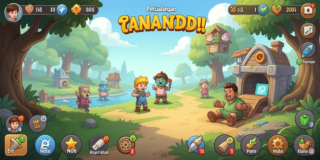 Gameplay N06 yang menampilkan pengumpulan sumber daya dengan mudah.