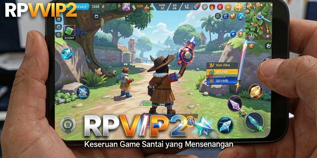 Tangkapan layar dari gameplay RPVIP2 yang penuh warna dan karakter lucu.