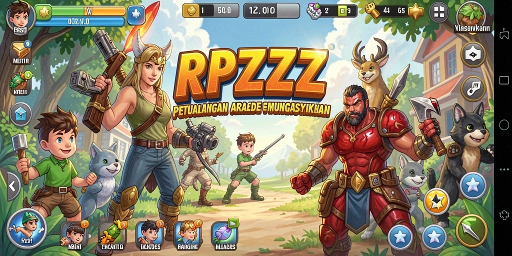 Tangkapan layar utama RPZZZ menunjukkan aksi gameplay Arcade yang mendebarkan.