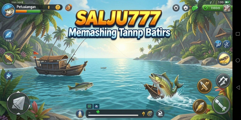 Tampilan gameplay SALJU777 yang penuh warna dan mendebarkan saat memancing.