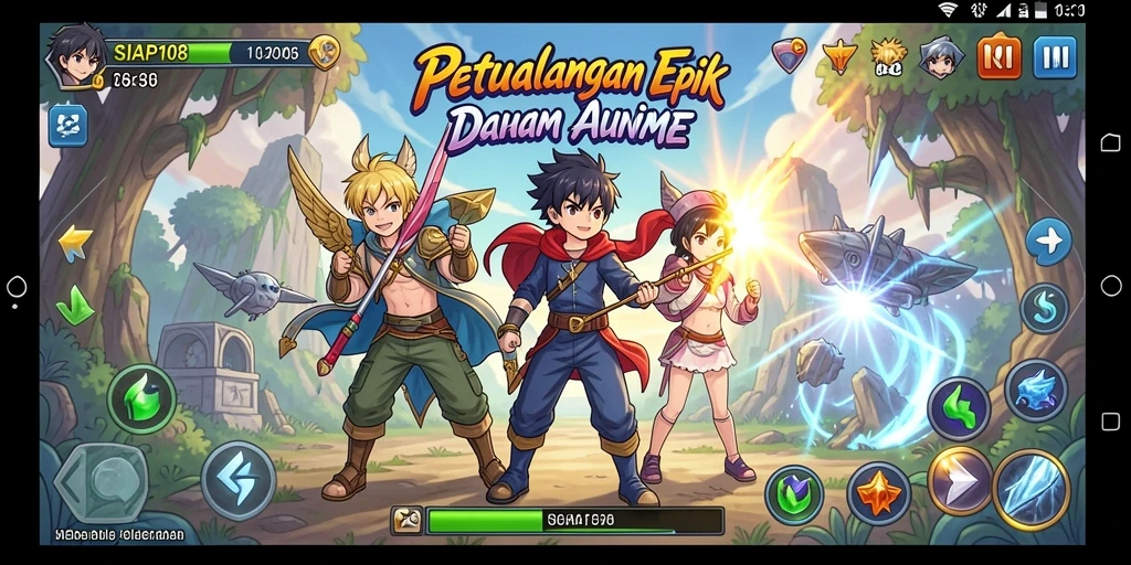 Tangkapan layar utama dari gameplay anime yang penuh aksi.