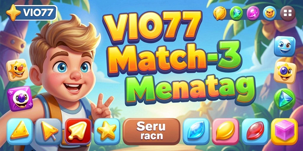 Screenshot VIO77 menampilkan gameplay Match-3 yang seru.