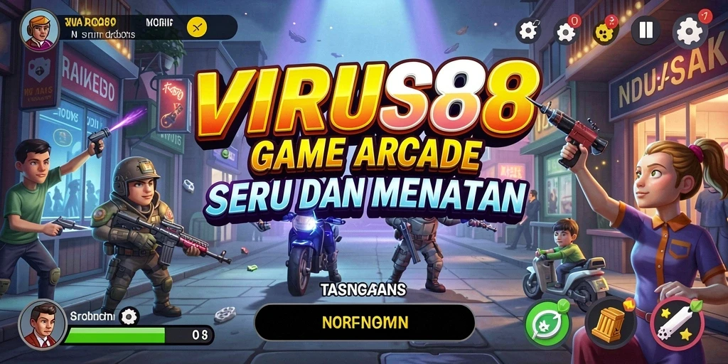 Screenshot gameplay VIRUS88 menunjukkan aksi seru dan grafis yang menarik.