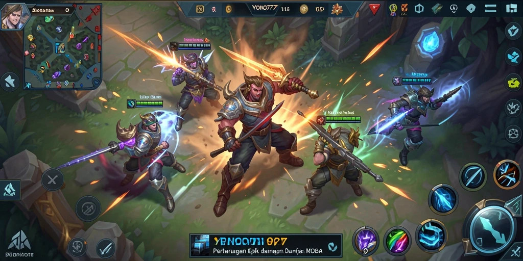 Screenshot gameplay YONO777 menampilkan pertarungan tim yang seru.
